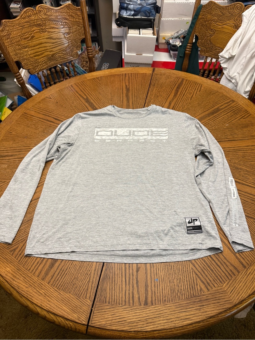 Dude Perfect Men's Long Sleeve Performance Shirt - Light Gray